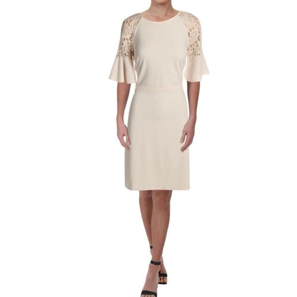 Lauren Ralph Lauren Cathy Lace Trim Crepe … - Picture 1 of 6